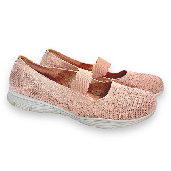 Skechers Shoes Mary Janes Size 10 Seager Power Hitter pink Slip On Knit Comfort - Picture 1 of 8